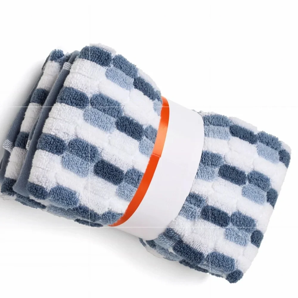 4pc CARO HOME 100% Cotton Mosaic Bath Towel Set - Denim